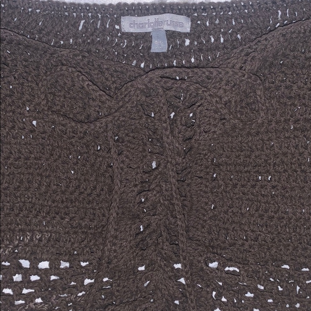 NWOT Charlotte Russe army green OTS knit top - Picture 2 of 2